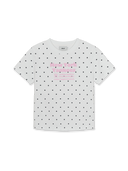 Women's Dots Pattern Lettering Slim Semi Crop T-shirts