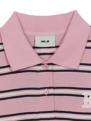 Women's Varsity Stripe Crop Polo T-shirt