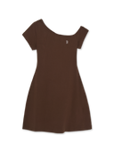 Women's Basic Off Shoulder Shirring Ribbed Dress