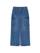 Women's Basic Cargo Denim Long Skirt