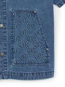 Dia Monogram Embo Patched Short Sleeve Denim Work Shirts