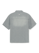 Basic Small Logo Summer Tencel Short Sleeve Denim Shirt