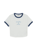 Women's Sportive Cursive Ringer Crop T-shirts