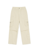 Woman Vintage Cotton Multi Cargo Semi-wide Pants