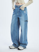 Women's Basic Destroyed Wide Denim Pants