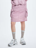 Gorpcore Glossy Nylon Puckering Cargo Midi Skirt
