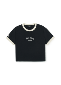 Women's Varsity Ringer Slim Crop T-shirt
