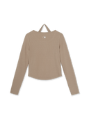 Women's Basic Henley Neck Layered Slim Semi Crop Long Sleeve T-shirts