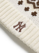 NORDIC PATTERN POMPOM BEANIE