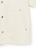 Dia Monogram Embo Patched Short Sleeve Denim Work Shirts