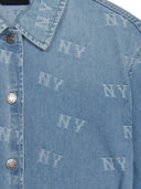Women's Classic Random Monogram Jacquard Short Sleeve Denim Dress