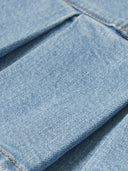 Pleated Denim Skirt