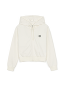 Basic Small Logo Waffle Crop Hood Zip Up