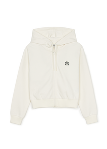 Basic Small Logo Waffle Crop Hood Zip Up