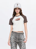 Women's Vintage Color Block Crop T-Shirts
