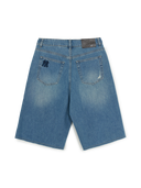 Women's Basic Small Logo Destroyed Denim Bermuda Pants