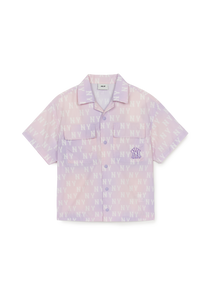 Aurora Monogram Short-slv Woven Shirt