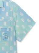 Aurora Monogram Short-slv Woven Shirt