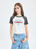 Women's Varsity Washing Vintage Raglan Crop T-shirt