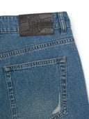 Women's Basic Small Logo Destroyed Denim Bermuda Pants
