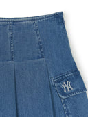 Women's Basic Pleated Cargo Denim Skirt