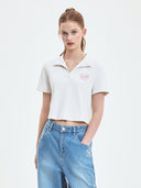 Women's Heart Slim Crop Polo T-shirt