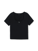 Women's Basic Lace Square Neck Slim Semi Crop T-shirts