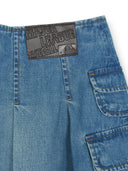 Women's Varsity Vintage Denim Cargo Pleated Skirt