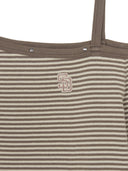 Women's Stripe Stud Point Off Shoulder Long Sleeve T-shirts
