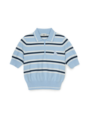 Women's Varsity Stripe Half-zip Crop Short Sleeve Knit Pullover