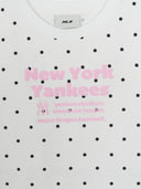 Women's Dots Pattern Lettering Slim Semi Crop T-shirts