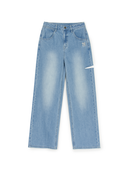 Women's Basic Destroyed Wide Denim Pants