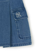 Women's Basic Pleated Cargo Denim Skirt
