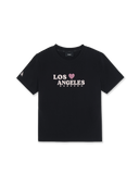 Women's Leopard Heart Lettering Slim Semi Crop T-Shirts