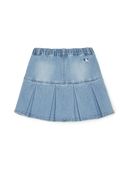 Pleated Denim Skirt