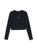 Women's Basic Slim Ribbed Crop Long Sleeve T-shirts