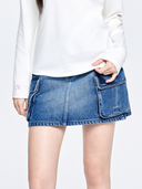 Women's Basic Small Logo Studded Denim Skirt