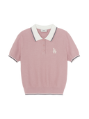 Women's Varsity Color Block Polo Short Sleeve Knit Pullover