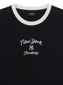 Women's Sportive Cursive Ringer Crop T-shirts