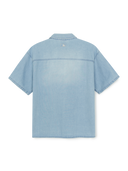 Basic Small Logo Summer Tencel Short Sleeve Denim Shirt