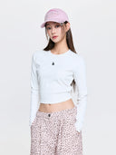 Women's Basic Slim Ribbed Crop Long Sleeve T-shirts