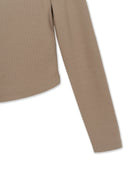 Women's Basic Henley Neck Layered Slim Semi Crop Long Sleeve T-shirts