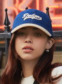 Varsity Cursive Denim Color Block Unstructured Ball Cap