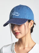 Varsity Vintage Cursive Color Block Unstructured Ball Cap