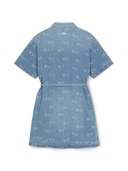 Women's Classic Random Monogram Jacquard Short Sleeve Denim Dress