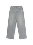 Women's Basic Small Logo Summer Tencel Wide Denim Pants