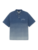 Basic Small Logo Stretched Denim Polo Shirt