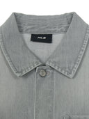 Basic Small Logo Summer Tencel Short Sleeve Denim Shirt