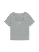 Women's Basic Lace Square Neck Slim Semi Crop T-shirts