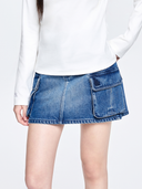 Women's Basic Small Logo Studded Denim Skirt